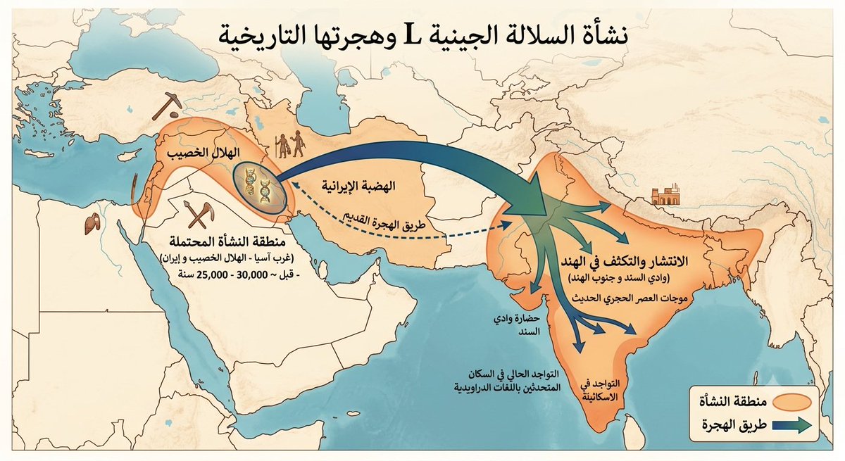 iip00000000's tweet photo. النظرية القديمة ودحض "هندية" السلالة:
في البدايات، رصد العلماء تواجد السلالة L  في شبه القارة الهندية وباكستان . هذا الانتشار جعل الأبحاث القديمة تفترض تلقائياً أن منشأ السلالة وجذورها الأولى بدأت من هناك.. ولكن، هل الكثافة العددية تعني دائماً أصالة المنشأ؟ الجواب: لا ❌ https://t.co/Z2RJ4I86vX