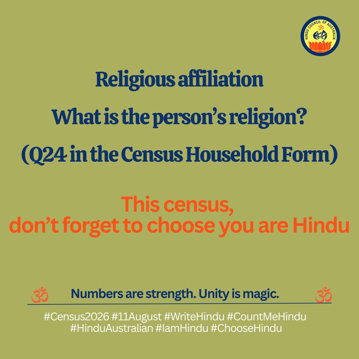HinduCouncilAu's tweet photo. https://t.co/ME02r9bkPI #Census2026 #11August #WriteHindu #HinduAustralian #IamHindu #ChooseHindu #tamil #telugu #hindi #gujju #Sindhi #marathi #marwadi #mallu #kannada #bengali #assamese #rajasthani #konkani #odia #punjabi #kashmiri #manipuri #himachali #Tripura #Arunachal https://t.co/Ewprf6T7GD