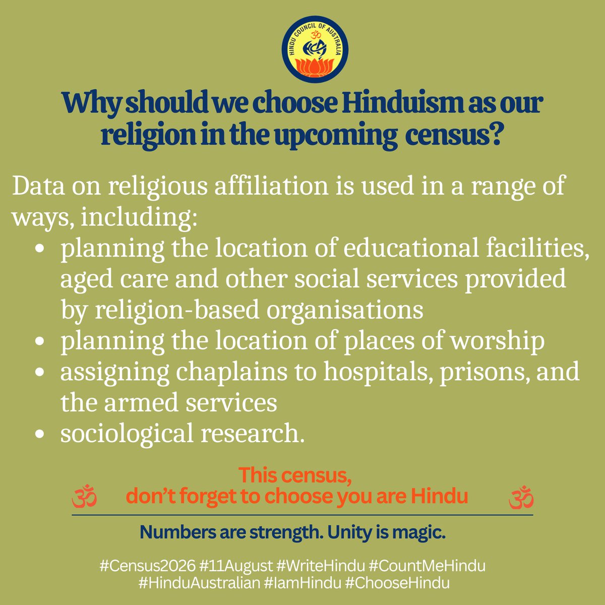 HinduCouncilAu's tweet photo. https://t.co/ME02r9bkPI #Census2026 #11August #WriteHindu #HinduAustralian #IamHindu #ChooseHindu #tamil #telugu #hindi #gujju #Sindhi #marathi #marwadi #mallu #kannada #bengali #assamese #rajasthani #konkani #odia #punjabi #kashmiri #manipuri #himachali #Tripura #Arunachal https://t.co/Ewprf6T7GD