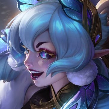 luxnoira's tweet photo. gwens little fangs in this skin are so cute https://t.co/hevXqLIlOD