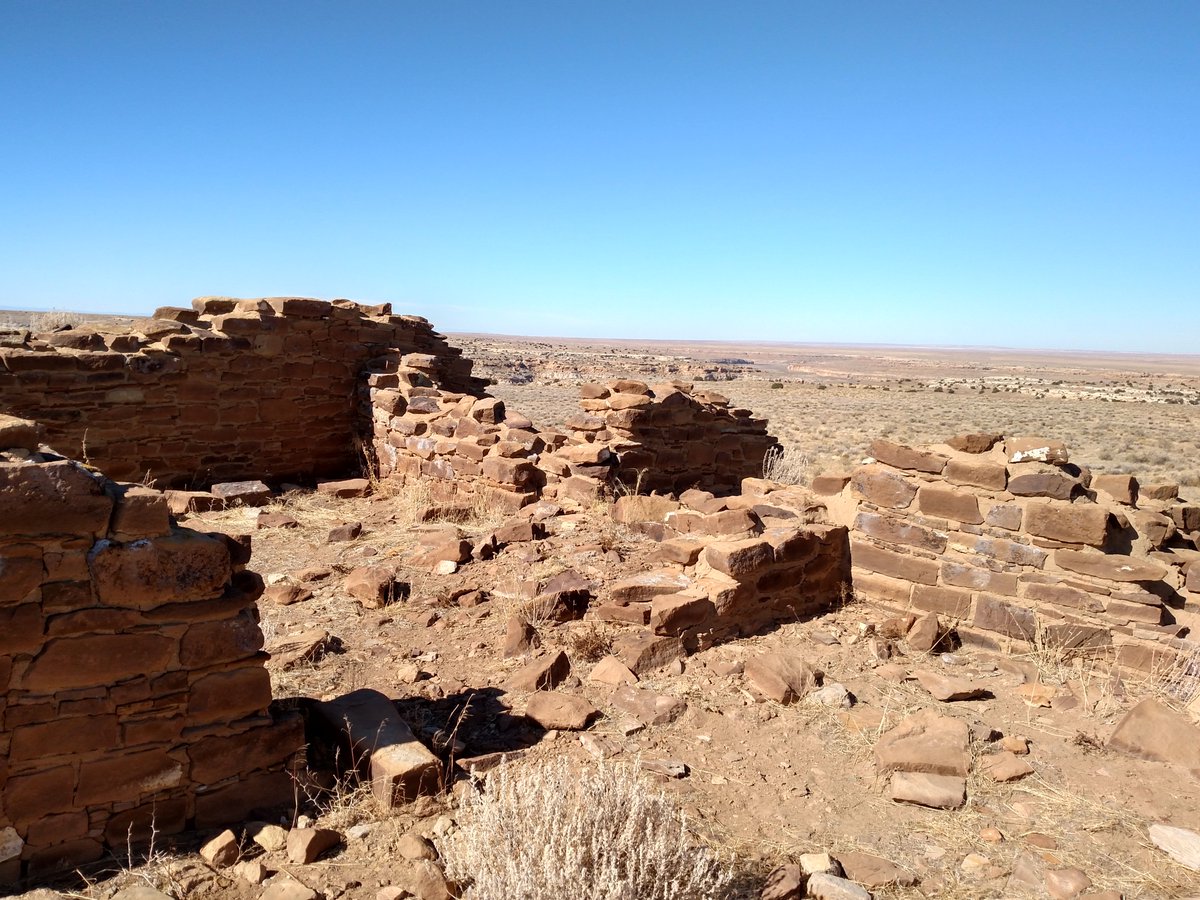 DrGregLittle2's tweet photo. Seldom-visited Tsin Kletsin an Ancestral Puebloan great house on a mesa above Chaco Canyon in New Mexico. It dates to 1110 A.D. We took the long way back hiking to an end of the canyon and saw no one else. Both of us felt like we were being watched and wondered about mountain lions.