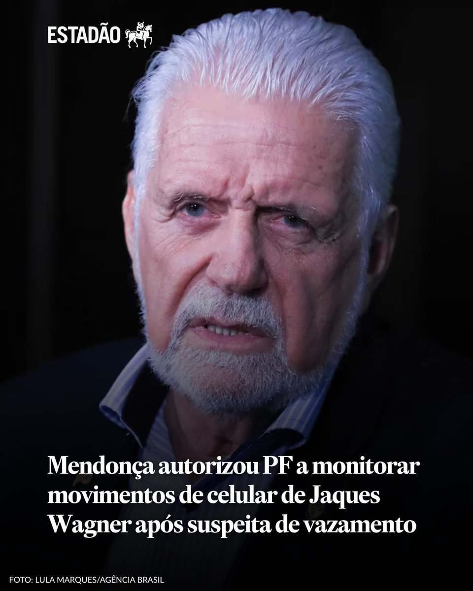 Estadao's tweet photo. POLÍTICA |  O ministro do Supremo Tribunal Federal (STF) André Mendonça autorizou a Polícia Federal a quebrar o sigilo telefônico do ex-líder do governo Lula no Senado, Jaques Wagner (PT-BA), e monitorar os movimentos de seu telefone celular após suspeitar do vazamento de um pedido de operação da PF contra o petista, apresentado na Operação Compliance Zero. Procurada, a defesa de Wagner ainda não se manifestou.

📲 Saiba mais > https://t.co/PzLMVQ83Lq
