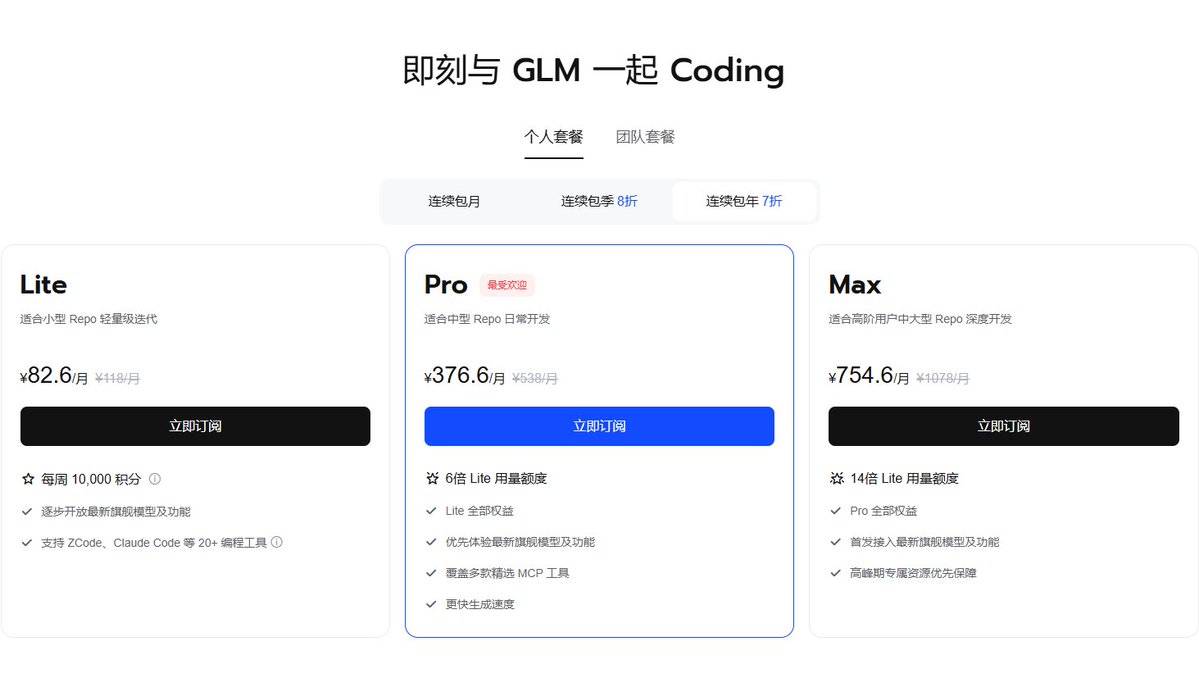 neozdf's tweet photo. 万万没想到，GLM又涨价了，以前的价格可以永久续杯了。 https://t.co/Z7JdwiqNPH