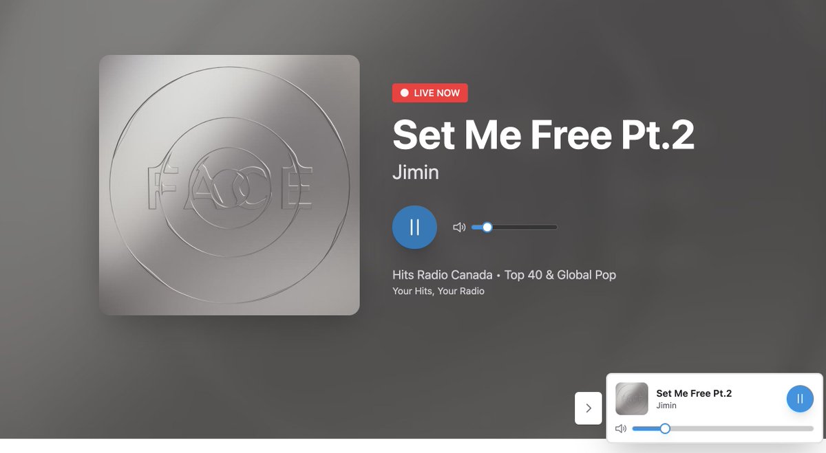 RadioForJimin's tweet photo. Thank you so much @HitsRadioCanada  #GlobalPopFrenzy for playing this anthem #Setmefreept2 by #Jimin.

Jimin and his members will be back onstage soon. SO EXCITING😍 https://t.co/Ck6raNjb9u