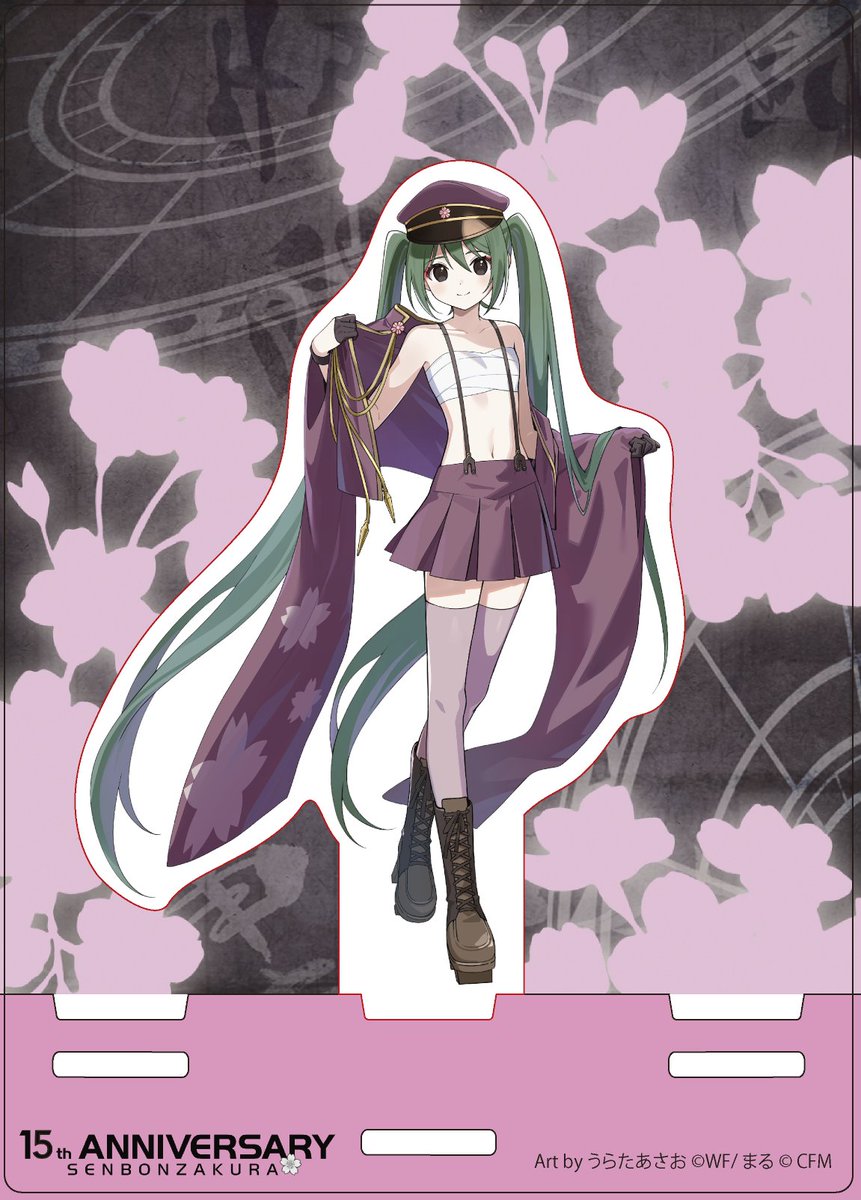 senbonshop39's tweet photo. マジカルミライ2026向けお品書きにたくさんのリプをいただきありがとうございます。アクスタの解像度が若干低かったようですのでアクスタ画像（入稿用）を再アップしますね。で、特に反響を大きかった千本桜ミクさんのインナーですが、2011年に一斗まる先生が描かれた設定絵に基づいております。こちら2012年発売の「黒うさworks作品集」にも収録されております　#千本桜