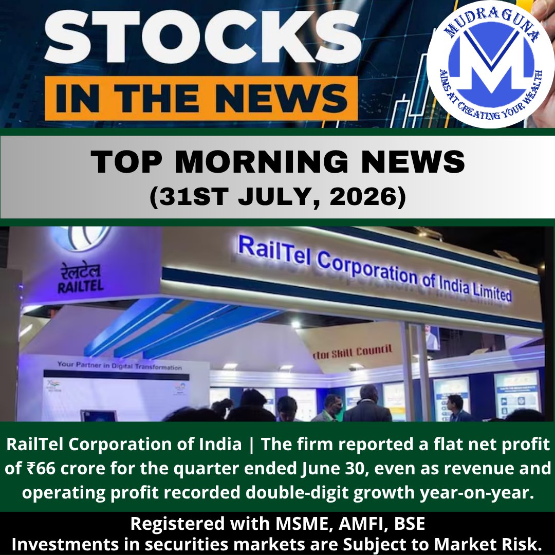 MudragunaF's tweet photo. 📰📊 TOP STOCK NEWS UPDATE.
#NewsUpdate #stocknews #stockalert #RailTel #swiggy #ChambalFertilizers #TorrentPharma #capitalmarkets #financialmarkets #stockmarket https://t.co/6uOtJDCyaL