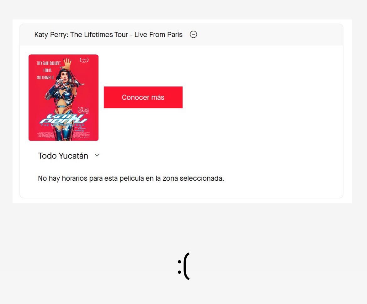 julskatyct's tweet photo. @Cinemex qué onda, porque no tenemos funciones de @katyperry “The Lifetimes Tour Live From Paris” en Mérida,Yucatán? 
Aunque sea habilita una fecha el Sábado 5 de septiembre porfavoooooor
Casi todos los estados de la república tienen funciones menos nosotros!!! https://t.co/BF3U7izzBL
