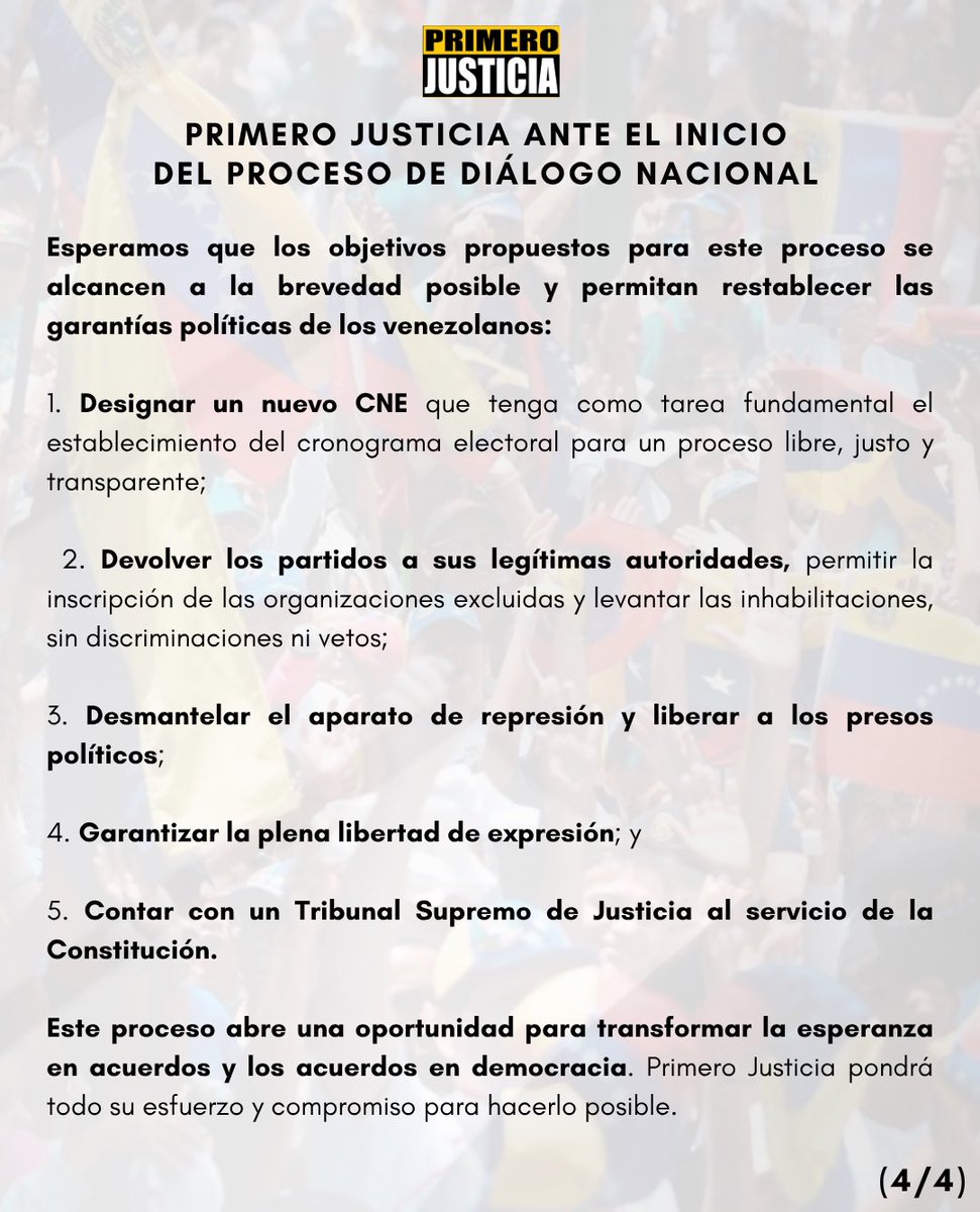 EdinsonFerrerA's tweet photo. Nuestro Comité Político Nacional, con representación de las 24 regiones del país y de los justicieros en el exterior, aprobó acompañar a la AN-2015 en el mecanismo promovido por EEUU, y que buscará un nuevo CNE, instituciones democráticas y elecciones presidenciales libres 👇 https://t.co/qP1W3t4h3N