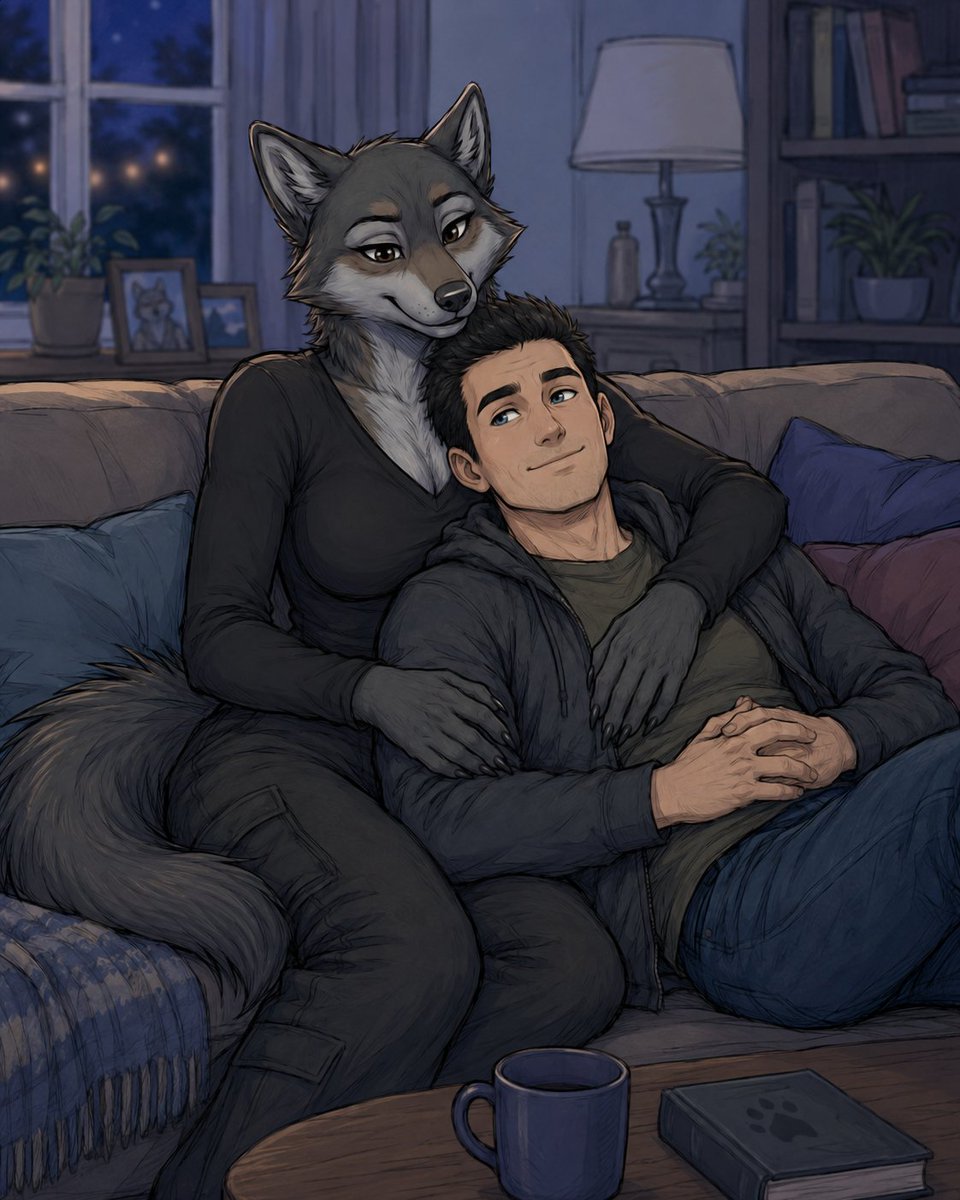 TryHarderer_'s tweet photo. Night time cuddles with the wolf wife https://t.co/MVr5DCzDTW