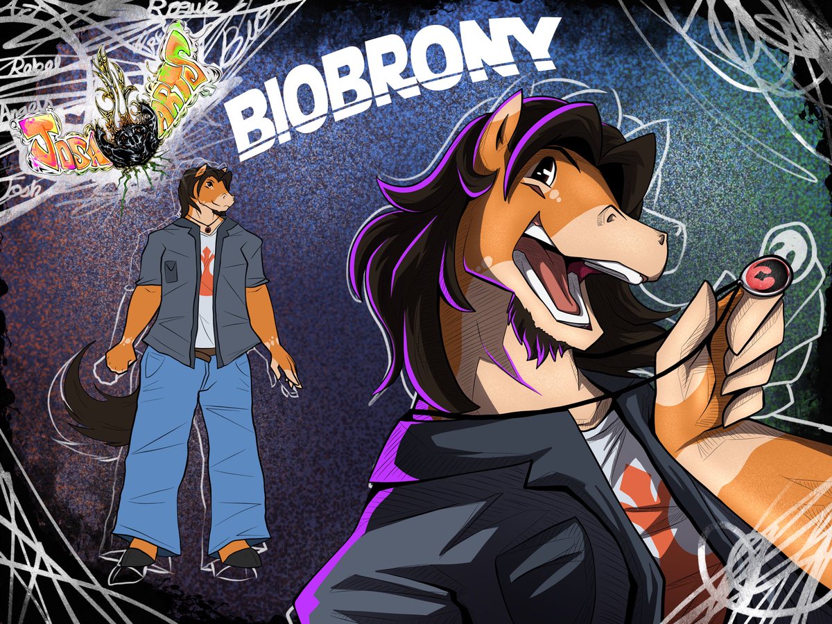 Josh_u_arts's tweet photo. Introducing: BIOBRONY

An overly optimistic anthropomorphic horse, full of hope, and happy to exist.
He’s full of joy, energy, and whimsical thoughts, but he’s also kinda gullible, and easily manipulated…

He’s got his two other inter dimensional brothers to keep him safe tho. https://t.co/MoOEJuVfDF