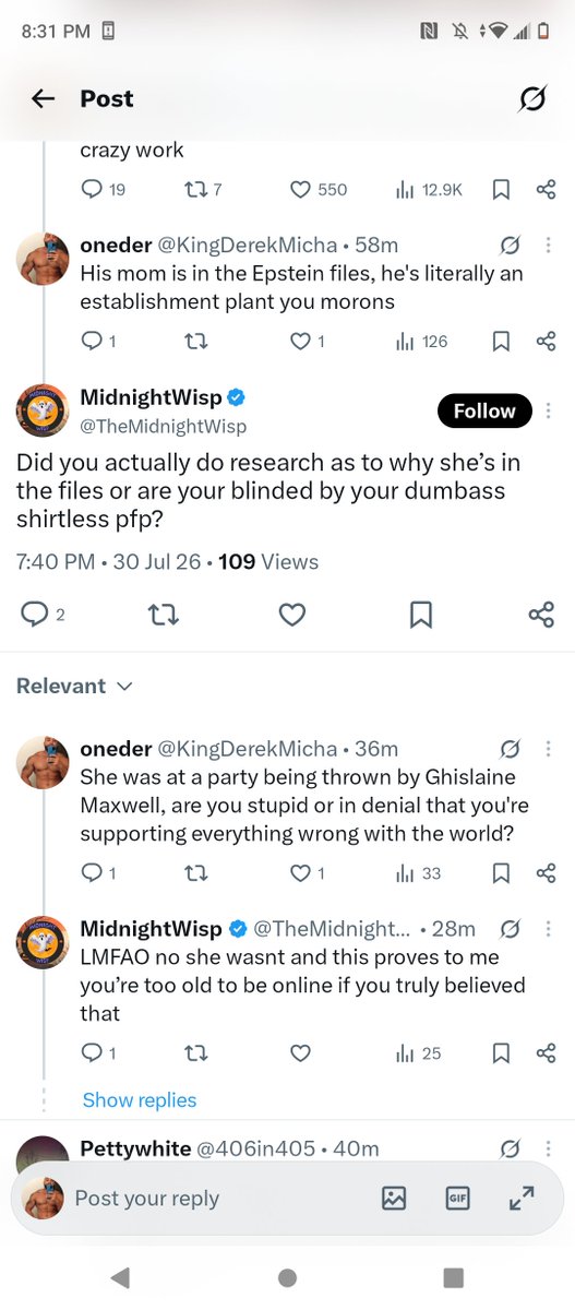 KingDerekMicha's tweet photo. @TheMidnightWisp @sarrah_bellus How fucking retarded are you? She was at a party being thrown by Ghislaine Maxwell at Maxwell's house. The source YOU used said this, you fucking retard. https://t.co/g3fuSSPUpp