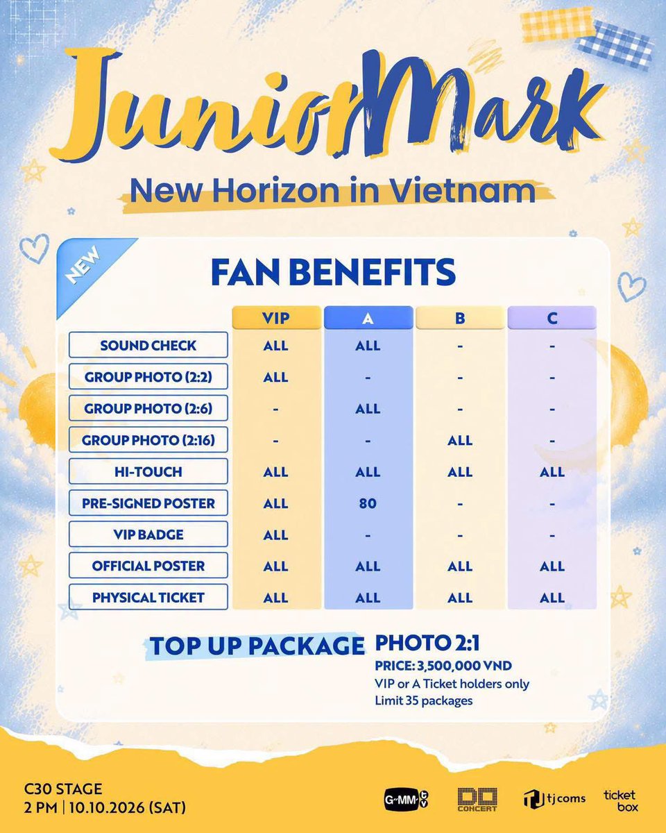 DungT425602's tweet photo. Các tình yêu ơi hôm nay 11:00 bán gói top-up .. các tình yêu thích ăn Phở hay thích ăn Bánh Mỳ ạ .. bọn mình đã chuẩn bị cả foodtruck cho fan tại c30 đó ạ .. đến Việt Nam nhé các tình yêu … 

𝗝𝘂𝗻𝗶𝗼𝗿 𝗠𝗮𝗿𝗸: 𝗡𝗲𝘄 𝗛𝗼𝗿𝗶𝘇𝗼𝗻 𝗶𝗻 𝗩𝗶𝗲𝘁𝗻𝗮𝗺
🗓 Thời gian: 14:00 - 10.10.2026 (Thứ Bảy)
📍 Địa điểm: Sân khấu C30
🎟️  Kênh bán vé: Ticketbox
✨ Thời gian mở bán Gói Top-Up: 11:00 - ngày 31.07.2026 (Thứ Sáu)

🔖 x tjcoms_vietnam

#JuniorMarkFMinVietnam #จูเนียร์มาร์ค #junniorrs #markjrtn #JuniorMark