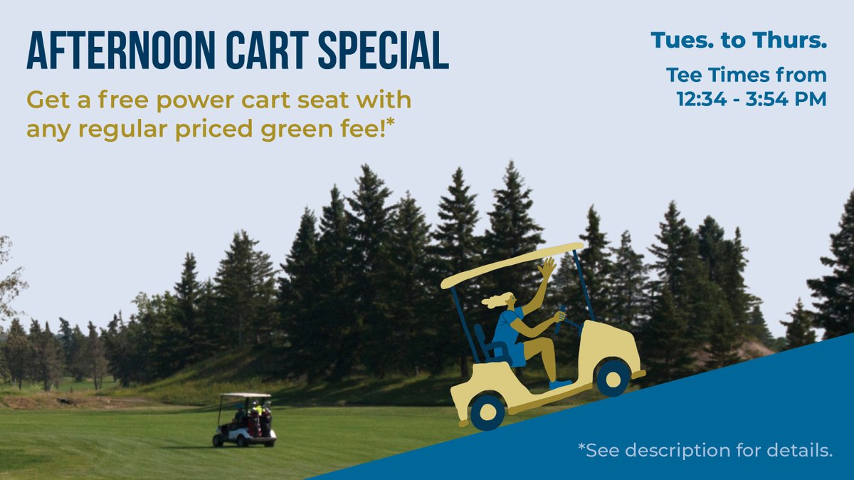 FortInViewGolf's tweet photo. Check out our latest offer! And then book your tee time https://t.co/keb0LR641a 

Valid for all regular green fee players!
*This special is limited to Tues, Wed and Thurs tee times between 12:34 and 3:54. It cannot be combined with any other memberships, offers or discounts. https://t.co/OUinZv901v