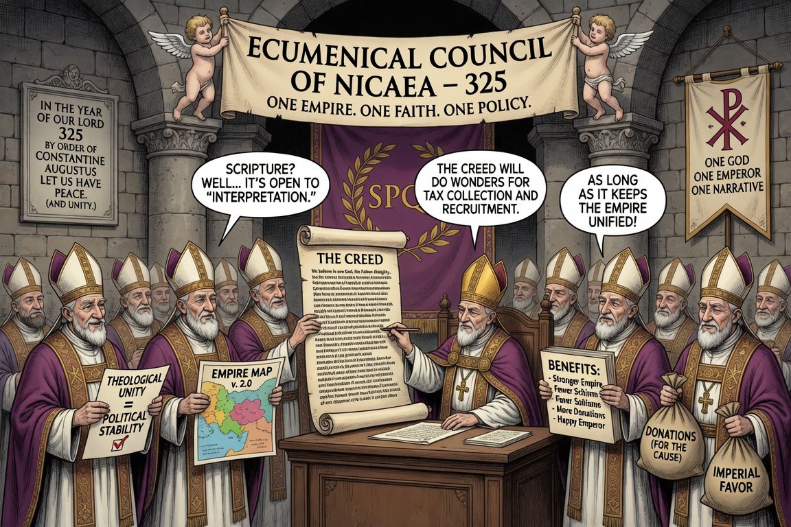 HardcoreBYUgeek's tweet photo. @j_divis The Ecumenical Council of Nicaea was completely the philosophies and ideas of men from the fragmenting ancient Church that was unrecognizable to Jesus Christ &amp; the Twelve 3 centuries earlier. It intensified the rivalry between Bishops, until 1054 when one great seismic schism… https://t.co/xQPEQwNIkA