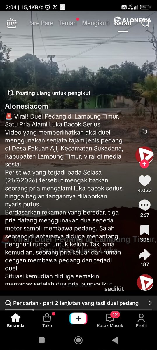 KhaidirKim's tweet photo. @creepyroom Masih menunggu video Duel pedang di Lampung timur https://t.co/4Yu4fr7st0