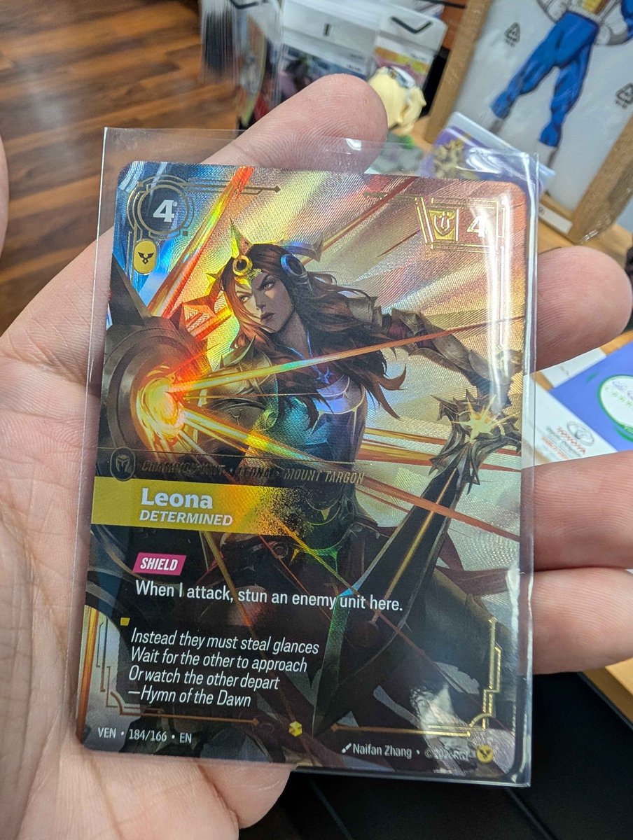 AberisVT's tweet photo. My first Over number pull. These cards are gorgeous! Photos don't do it justice. Loving Riftbound so far. https://t.co/5nw4GPFpyp