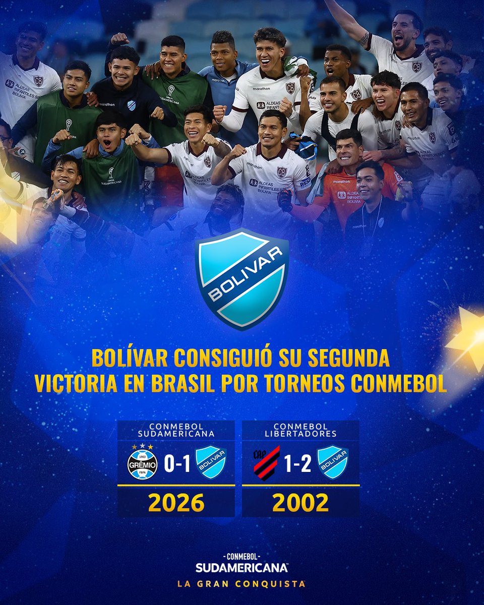 Sudamericana's tweet photo. ¡@Bolivar_Oficial hizo historia! 💪 https://t.co/y2bCS5r9c2