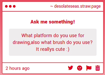 DesolateSeas's tweet photo. Ah, Thank you ^ ^ I use clip studio paint, but I'm gonna be honest I have No Idea what brush this is or where it came from. Was trying to search for it but it seems like i edited some random brush, and I can't search up the name because well .
sorry 😭 https://t.co/SDBRYvQ1RT