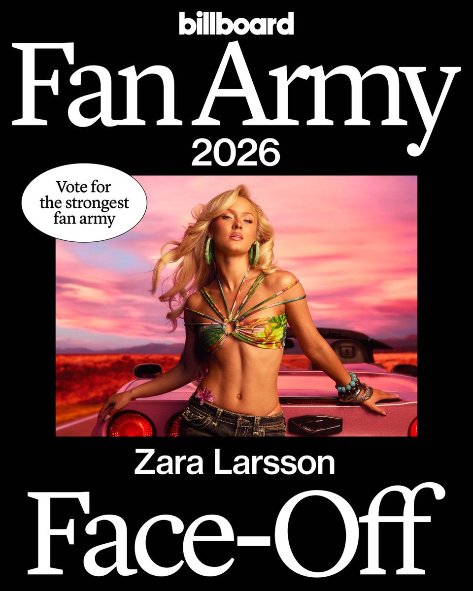 billboard's tweet photo. The competition continues! 🚨 Who will advance in #BBFanArmy2026, TWICE’s #ONCE or Zara Larsson fans? Vote now: https://t.co/EGQel8MVe5 https://t.co/gPIb8kyTAG