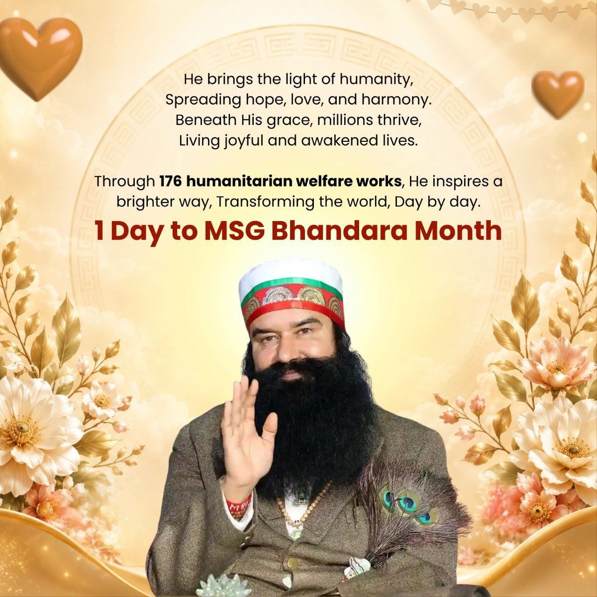 naman95658180's tweet photo. MSG Bhandara Month जिसका इंतज़ार करोड़ों दिल पूरे साल करते हैं। अगस्त का आगमन केवल एक नए महीने की शुरुआत नहीं, बल्कि करोड़ों अनुयायियों के लिए आस्था, सेवा और खुशियों का उत्सव है। Saint Gurmeet Ram Rahim Ji के अवतार माह की आहट से ही हर ओर उत्साह का माहौल हैl
#FewHoursToGo https://t.co/UWrz0mHoSe