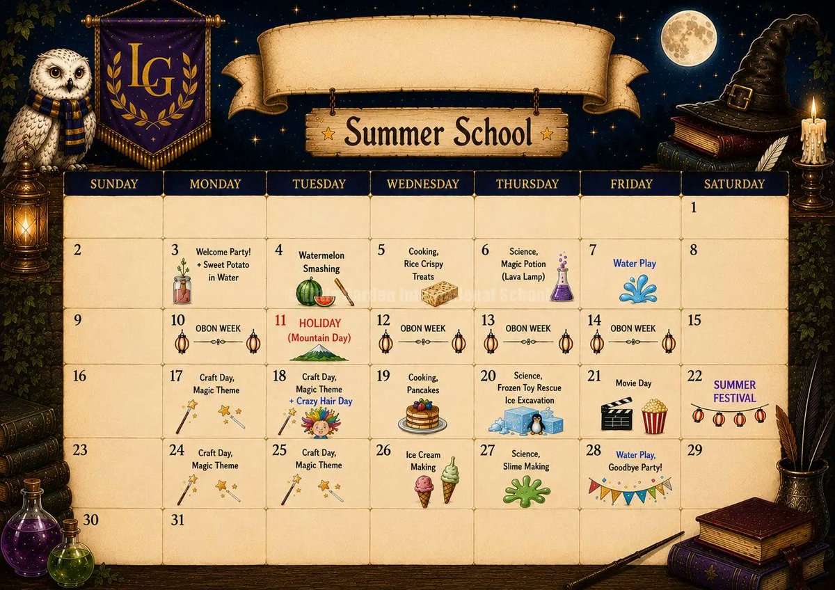 LittleG_LC's tweet photo. 🌞ついに8月から Summer School！

英語で���ごす保育園 リトルガーデンでは、
8月に夏の特別プログラム「Summer School」を開催します✨

🌈園ごとに毎年���なるテーマ
🎨Science・Craft・Movie Dayなど、英語で楽しむ特別プログラム

在園生も楽しみにしている、夏だけの特別な時間です😊

ららぽーと三井ビル校の今年のテーマは「Magical Summer」🪄✨
どんなワクワクが待っているかな？
いよいよ、リトルガーデンの夏が始まります！
※Summer Schoolは認可保育園を除く各園で実施しています。

▼ブログはこちら📸
https://t.co/IxNUyogWnQ

#リトルガーデン #英語保育 #子どもの英語
#リトルガーデンららぽーと三井ビル #南船橋 #SummerSchool
#子育て中 #リトルガーデンの夏 #EnglishForKids