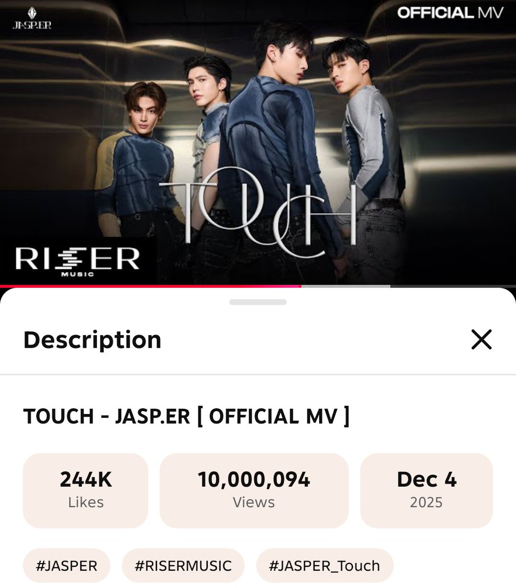 santappsupport's tweet photo. 🎊 𝘾𝙊𝙉𝙂𝙍𝘼𝙏𝙐𝙇𝘼𝙏𝙄𝙊𝙉𝙎 @JASP_ERofficial
"𝙏𝙊𝙐𝘾𝙃" 𝙝𝙖𝙨 𝙤𝙛𝙛𝙞𝙘𝙞𝙖𝙡𝙡𝙮 𝙧𝙚𝙖𝙘𝙝𝙚𝙙 10 𝙈𝙄𝙇𝙇𝙄𝙊𝙉 𝙫𝙞𝙚𝙬𝙨 𝙤𝙣 𝙔𝙤𝙪𝙏𝙪𝙗𝙚 🥳♦️

🔗https://t.co/tKygTejd5c

 #JASPER_Touch #JASPER 
#Santapp #ppnaravit 
#JoongArchen #aou_tnbknr

10M views finally!!! Congratulations, Jasper! Your talent continues to shine brighter with every achievement! 
Thank you to everyone who never stopped streaming and supporting.. et's keep reaching even greater heights together! ♦️