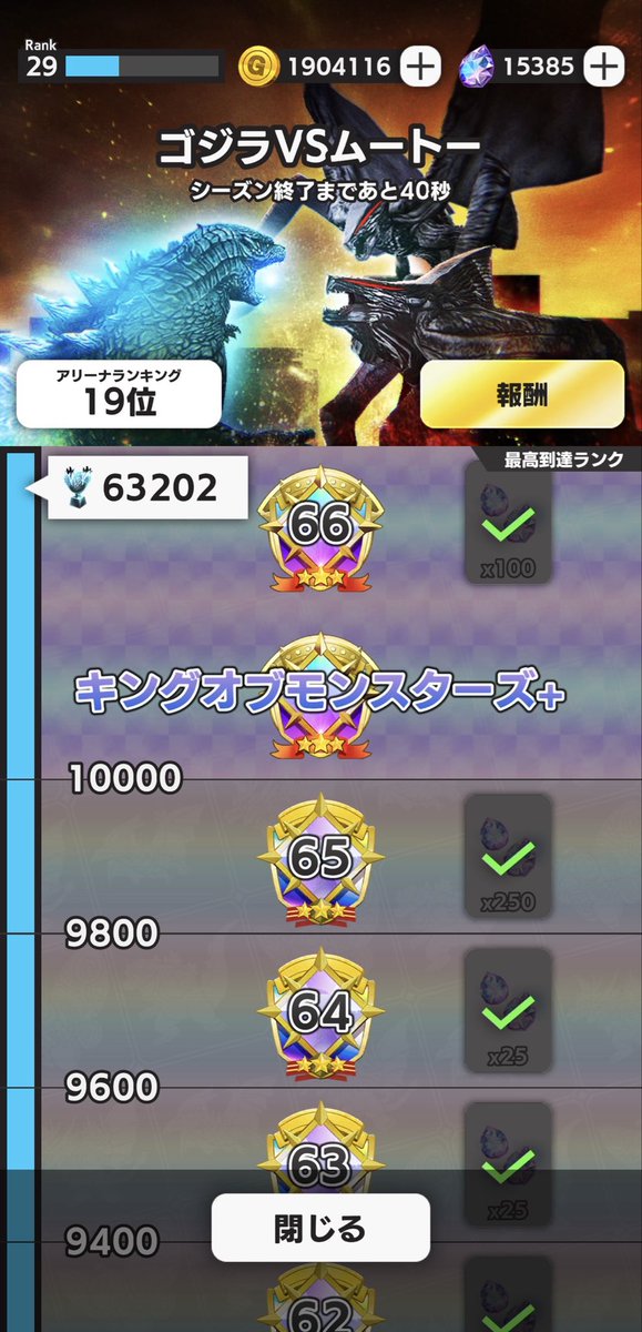brz499's tweet photo. =ゴジバトの話=
これにて今シーズン終了します😅
最後の追い込みがみんな強くて長時間の戦いばかりでめちゃくちゃ疲れました。
対戦ありがとうございました😊
あと、ギブしてくれた方々もありがとうございます(^^) https://t.co/VyIkxjfl8g