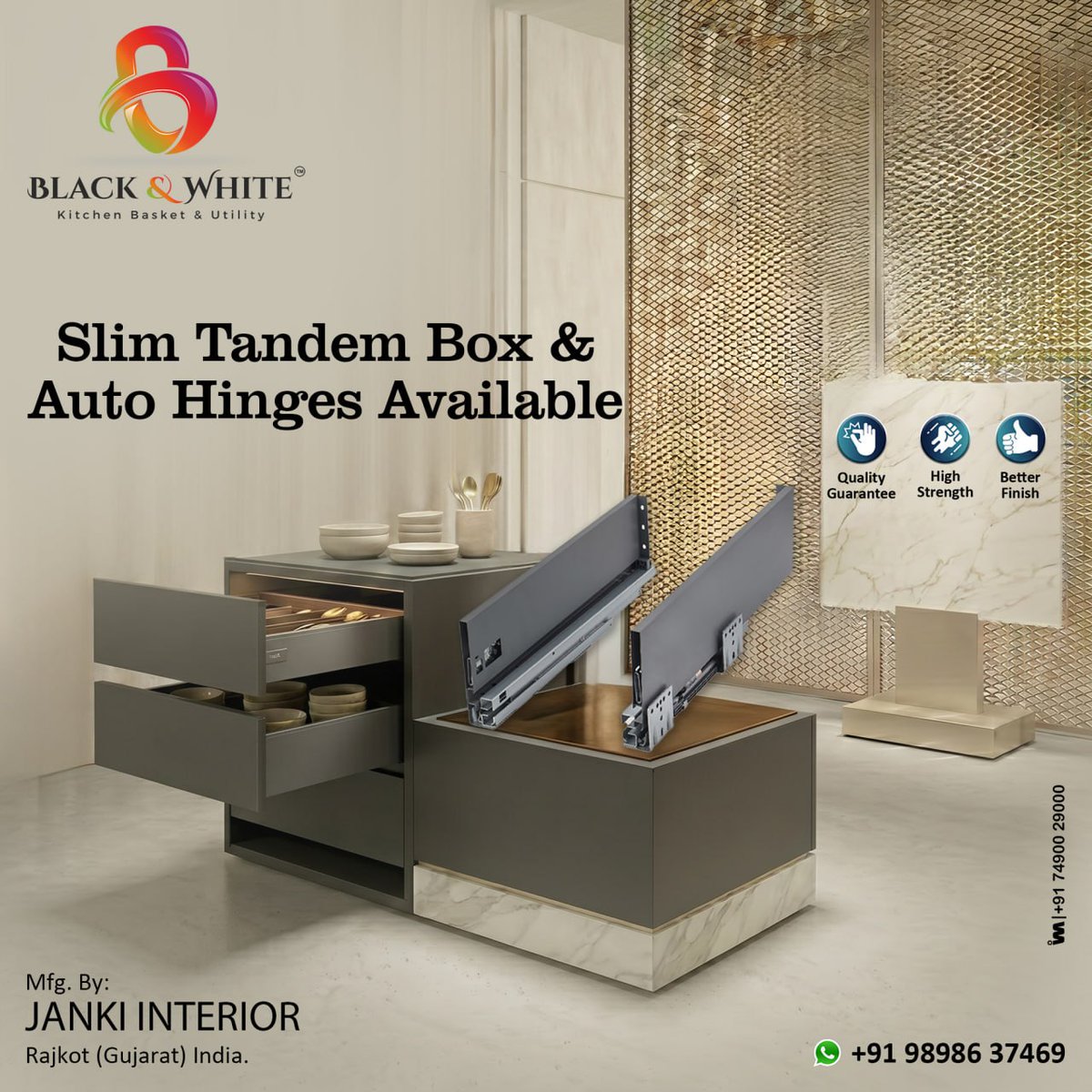 ibais_hardware's tweet photo. JANKI INTERIOR | Rajkot π’
SLIM TANDEM BOX & AUTO HINGES AVAILABLE
Mr. Chandresh Patel - +91 98986 37469
WhatsApp: https://t.co/Bw0lx708sO
.
#JankiInterior #BlackAndWhite #SlimTandemBox #AutoHinges #KitchenBasket #HardwareFittings #ArchitecturalHardware #FurnitureFittings https://t.co/aqZDRAZstS