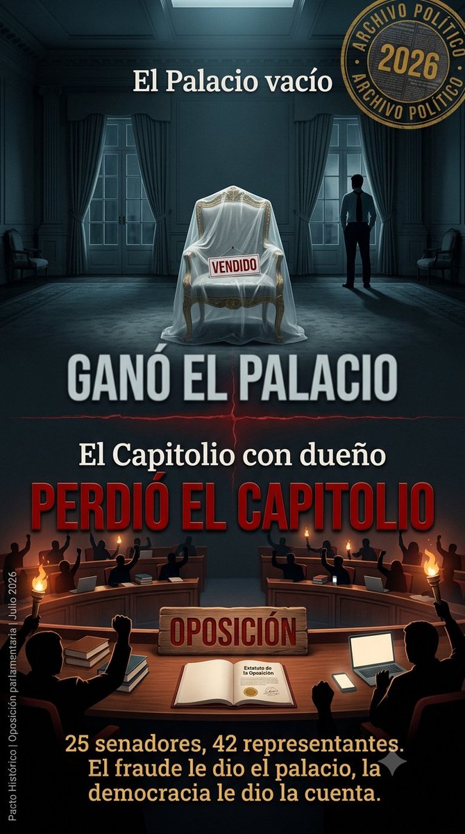 Jairo0PINA's tweet photo. El partido más grande del Congreso se declara oposición. 

25 senadores, 42 representantes y un expresidente que primero descansa.

 De la Espriella ganó el Palacio, pero el Capitolio ya tiene dueño.

#OposiciónOrganizada #ColombiaRecuerda https://t.co/ZTfbxsNBWd