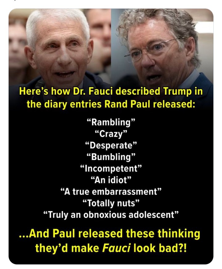 makeadiff2025's tweet photo. @SenRandPaul Unlike Rand Paul and other maga lunatics, Fauci was a lot more right than he was wrong. 

#magaisover  #FauciFiascal https://t.co/JZBvP2B7cx