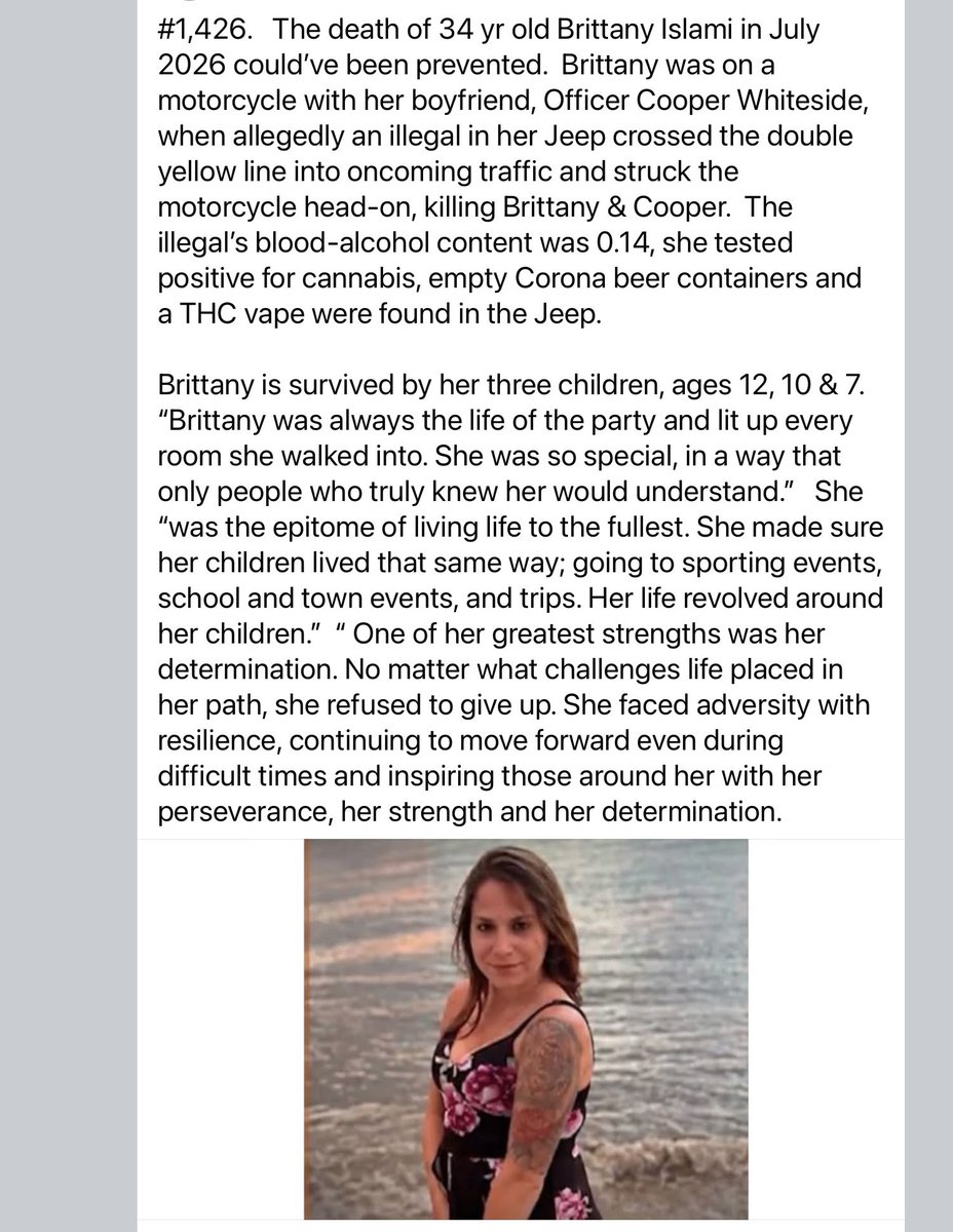 howmanyare2many's tweet photo. HOW MANY ARE TOO MANY?  
Press on the photos to read their stories

I have now posted 1,427 names of people killed or allegedly killed by an illegal 

@TomiLahren   Did you hear about Cooper & Islami’s preventable deaths?  Of course not, that’s why I do this.  MSM doesn’t report these deaths because they don’t want you to know about illegal immigrant crime.  IMO, that’s also why X hides this account.

Please repost so Islami & Cooper aren’t forgotten and inform people of their preventable deaths.

 I’m not selling anything, not monetizing this,  not writing a book, not making a documentary, etc.  There’s nothing in this for me.  I see what’s happening to our country & trying to do something about it.  

I post a photo of the victim so you can see that these preventable deaths happened to real people, to real children and families that had their lives taken from them by someone illegally in our country.