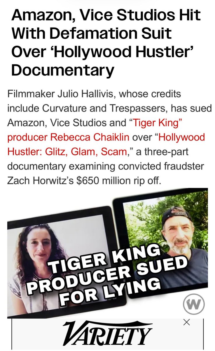 TigerKingNews's tweet photo. Well what do you know? Tiger King producer @RebeccaChaiklin just got herself and Amazon sued for millions for staging and lying about innocent cast members to sensationalize the story. Sound familiar @netflix ? Eric Goode and Chaiklin fabricated many aspects of Tiger King, plied the characters with drugs and alcohol to get ratings. The even convinced Joe Exotic’s rape victim to keep his assault secret so the Netflix star wouldn’t appear to be too cringeworthy.  @TheJetSkiKing @ThomasWolfCPA @TamiSpringer @turtletweets