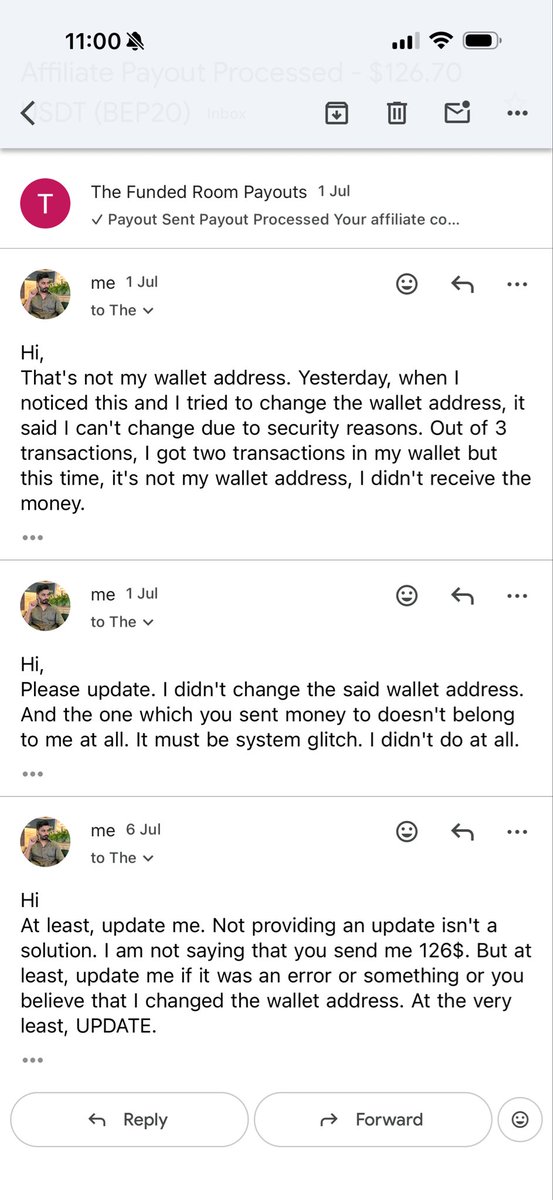 erpnain's tweet photo. @thefundedroom affiliate payout issue is real. and your support is not even responding. i wonder if this is the way they wind up all queries so early- by not responding. https://t.co/8hDMTj55uI