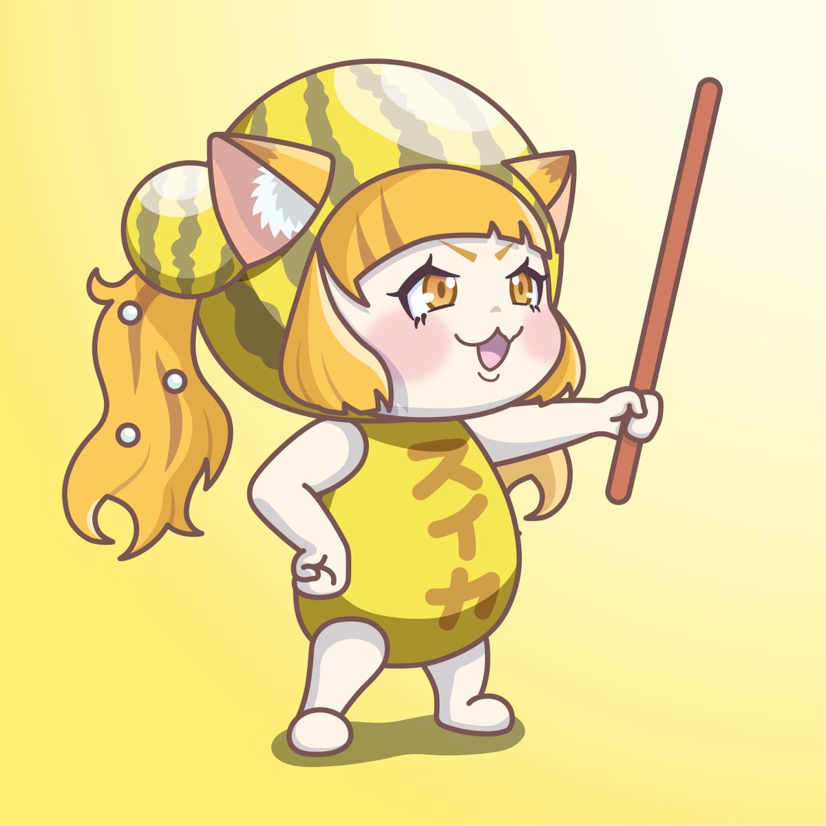 Nansen_da4's tweet photo. スイカ割り頑張って！！

↓#Charaforio にも投稿済み。
https://t.co/l0e0KK6wSv

#若魔麦たると #tartpic #にゃんたじあ https://t.co/hPe0H7RmAV