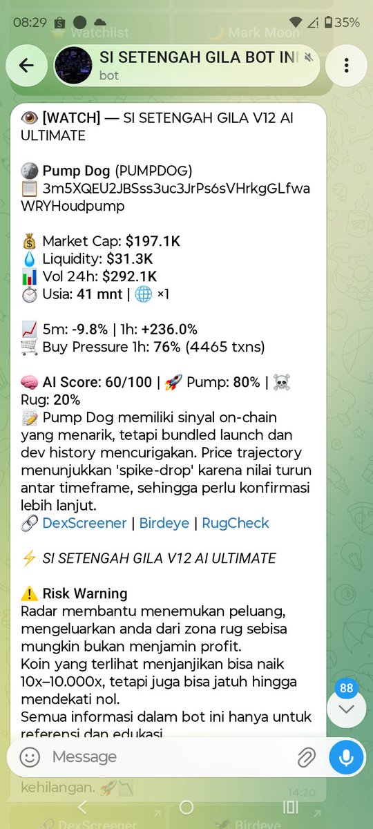 YoliTradingBot's tweet photo. Another solid call 🤑

🎁 $PUMPDOG
5.2x Gain 🚀🚀🚀 
Just 25 min 😭😭😭

3m5XQEU2JBSss3uc3JrPs6sVHrkgGLfwaWRYHoudpump

Join ? 👇👇👇
https://t.co/k8ocSwhDNV

#memecoin
#tradingbot
#solana 
#solanatoken 
#bottrading https://t.co/qy1KWKvRgL