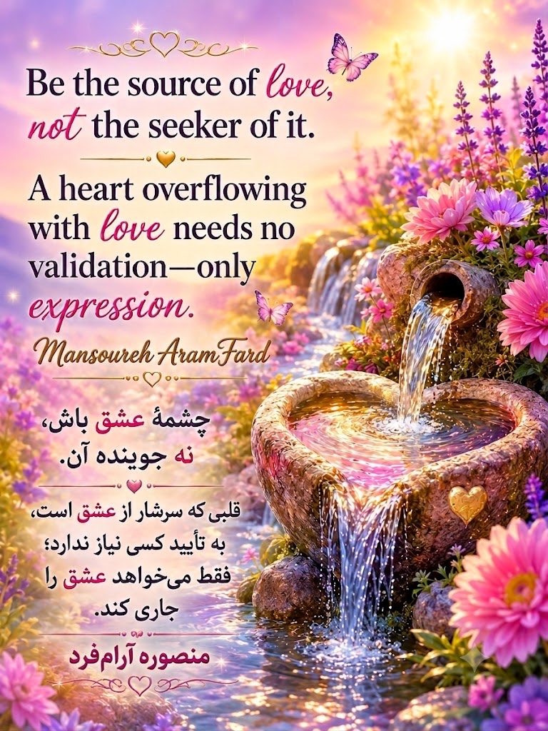 ArmilaAramfard's tweet photo. 💌✨Be the source of love, not the seeker of it.
A heart overflowing with love needs no validation—only expression.
#MansorehAramfard
#SpringOfLove
#LoveFlows
#RiverOfLove
#HealingHeart
#LightWithin
#BeautyOfTheSoul
#PureLove
#LoveAndKindness
#InnerLove
#SoulAwakening https://t.co/FRTGymdNcT