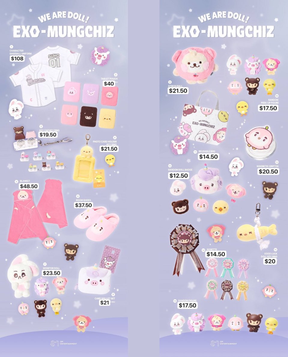 ecseoul's tweet photo. HELP RT TQ💜 | #esoulposts

[🇸🇬SG PO/GO] #EXO We are DOLL! [EXO-MUNGCHIZ] OFFICIAL MD

🏷Price: Refer to pic 
🫧 OTP, Excluding Local Postage

📝 Order Here: https://t.co/3iz15Tt1F6
+ QUOTE #EXOWRD

#SUHO #LAY #XIUMIN #CHANYEOL #SEHUN #DO https://t.co/aPdy46Z6Fw