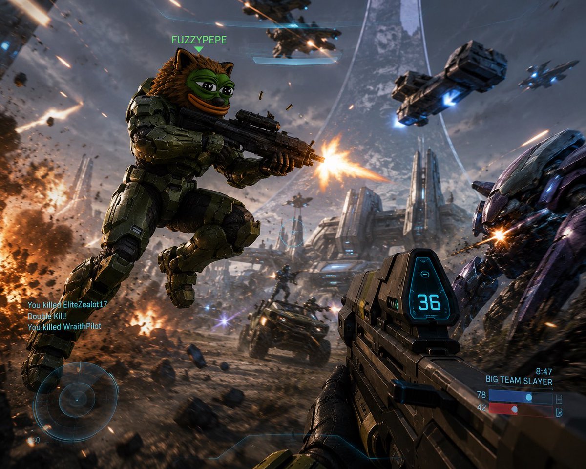 fuzzyfriendz's tweet photo. @WhisperMyName See you there, Spartan. The Fuzzypepe armor is already polished. 🫡 🐸 🐻 @FUZZYPEPE_XRP @Halo https://t.co/mE28Rmy4FV