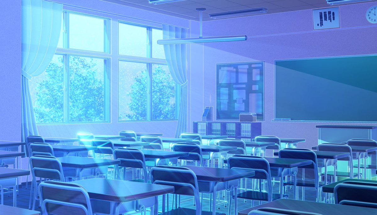 KURIYAMA2821009's tweet photo. 私の背景イラスト4つの工程

Blenderでモデリング（教室を作成）
　　↓
線画抽出（Freestyle）
　　↓
カラー出力（コンポジット）
　　↓
整える☝️（CLIP STUDIOで仕上げ）

この流れで背景を作ってます！ https://t.co/oJjqKsxnXB