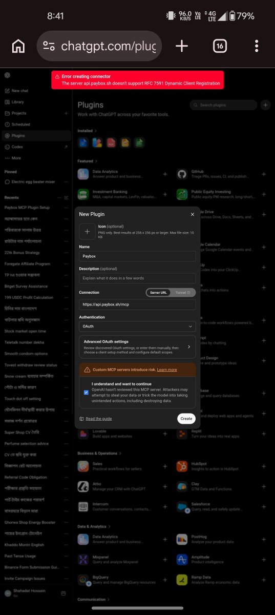 Bitgetcust42400's tweet photo. @moonpay Chatgpt not connect. Error https://t.co/oXjGwepnlT