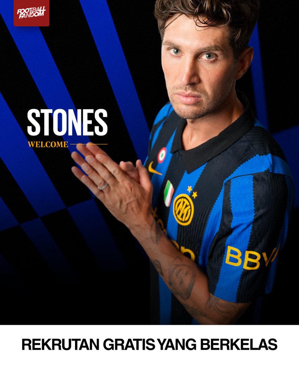 Fandom_ID's tweet photo. Tradisi rekrutmen gratisan berkelas Inter Milan kembali berlanjut

I Nerazzurri resmi mengamankan tanda tangan John Stones (32) dari Man. City tanpa biaya transfer hingga 2028

Setelah memenangi segalanya di bawah Pep Guardiola, bek tangguh asal Inggris ini siap membawa pengalaman dan visi ball-playing defender level tertinggi ke Giuseppe Meazza

Kehadiran Stones memberi opsi sangat mewah bagi skema tiga bek Inter. Ketenangannya menguasai bola, kemampuan dorong ke lini tengah, dan kecerdasannya ngebaca permainan adalah paket komplit bek modern

Di usia 32 tahun, Serie A dan gaya bertahan taktis Italia kerap menjadi panggung sempurna bagi para bek veteran matang untuk kembali bersinar di puncak performa

Menurut kalian, seberapa cocok John Stones masuk ke dalam skema permainan tiga bek Inter Milan?