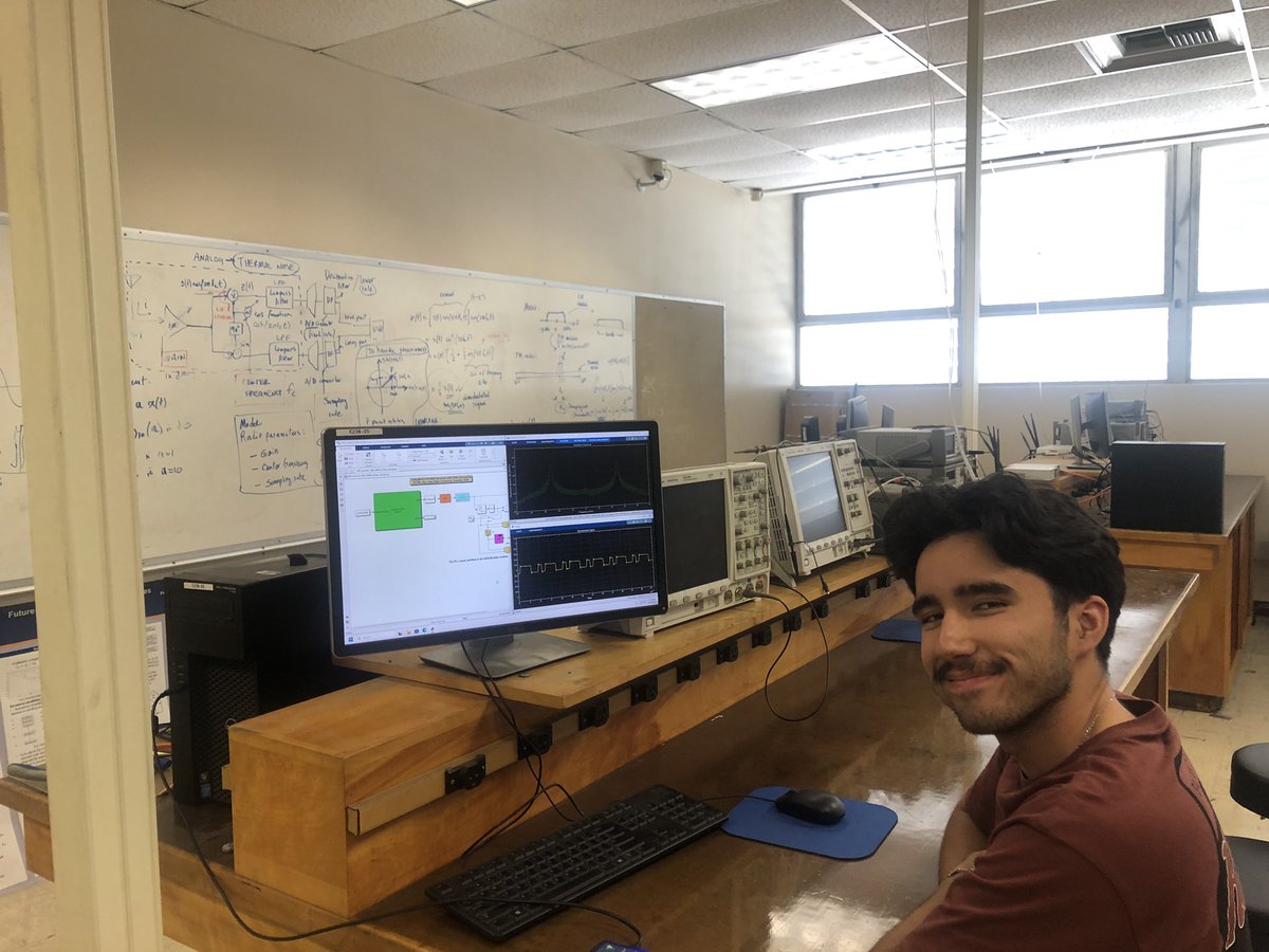 rhmza's tweet photo. BPSK link experiment with summer interns. Frequency errors were dealt with manually changing the center frequency… PLL solution is next!!! @SJSU https://t.co/54nrzfZVxf