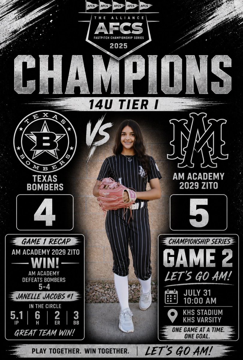 JanelleJacobs00's tweet photo. Championship Game2 series tmrw🤍🖤
at 10:00 AM. Catch us live at AthletesGoLive Stream⁠ @thealliancefp @AGLSoftball @dawson_eaglesSB @AMAHouTX2029 @LineDsoftball @ExtraInningSB https://t.co/YiArD7HmYG