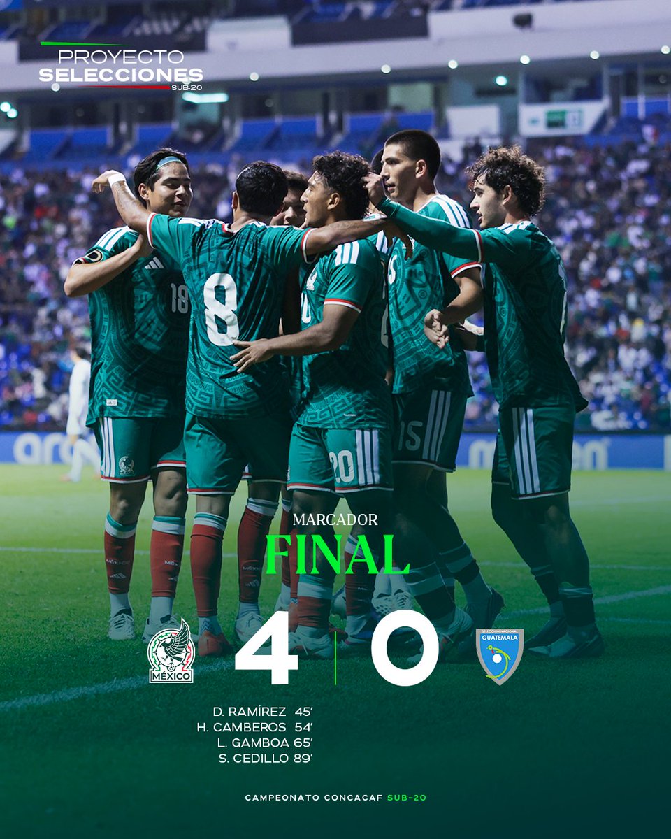 miseleccionsubs's tweet photo. #Sub20 |  Victoria ante Guatemala. 🇲🇽

Tres de tres en este Premundial. 3️⃣

¡Vamos con todo a la siguiente ronda!

📰 https://t.co/bysuFiLs4L

#ProyectoSelecciones 💚🤍❤️ https://t.co/2dDKpi5VJU