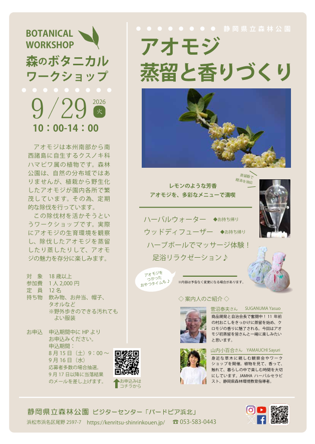 forestpark_s's tweet photo. 【イベントのご案内】9/29(火)10時～14時開催「森のボタニカルワークショップ　アオモジ蒸留と香りづくり」公園管理で除伐したアオモジを活かすイベントを開催。蒸留したり蒸したりして木の香りをめいっぱい楽しみます。（要申込）
詳細は→https://t.co/dgJn1ifNN2 https://t.co/NNff0GxexK
