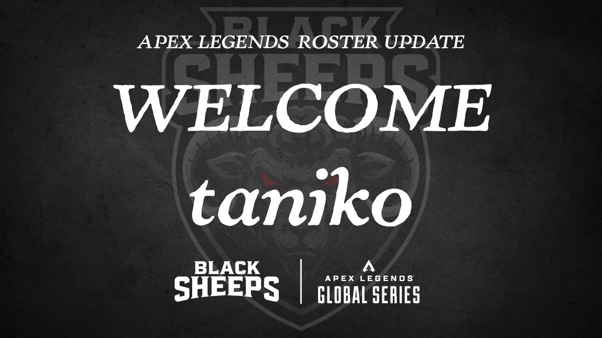 rakutenesports's tweet photo. ◤Roster update announcement◢

BLACK Sheeps Year6 Split2 New Roster🐏

新加入のtaniko選手を迎えた以下のメンバーでENC, ALGS Split2戦っていきます⚔
応援よろしくお願いします🔥

🎮PLAYERS
788（@naha99s）
Konpotq（@Konpotqq）
taniko（@bdtanikoo）

📣COACH
0waRy（@OddKEI）

#BSWIN https://t.co/sMvdzRC2UW
