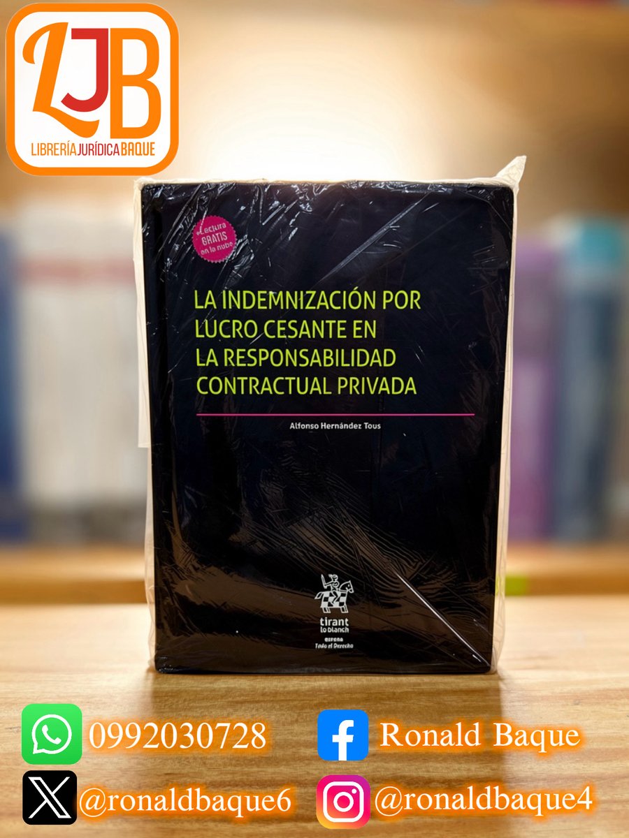 ronaldbaque6's tweet photo. Titulo: LA INDEMNIZACIÓN POR LUCRO CESANTE EN LA RESPONSABILIDAD CONTRACTUAL PRIVADA.
Autor: Alfonso Hernández Tous. https://t.co/dwiRrJWyuZ