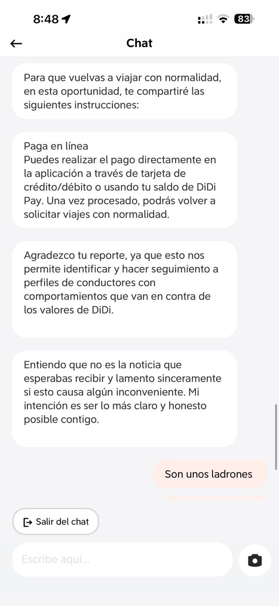 armiefoster's tweet photo. @Profeco Conductores de @DiDi_Mexico reportan como “no pagados” viajes liquidados en efectivo. Hoy me volvió a pasar y DiDi se niega a devolver el dinero o asumir responsabilidad. ¿Es una nueva forma de robar? ¿Dónde presento una denuncia formal? @SICTmx https://t.co/aSem9dPUJh