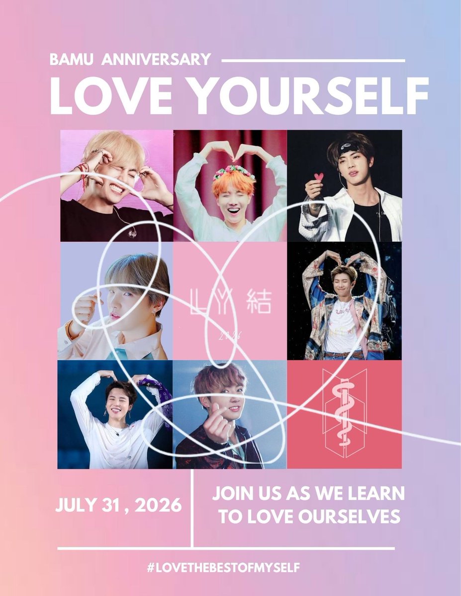 armymedunion's tweet photo. 💜 @BTS_twt has shown us we have reasons we should love ourselves. It takes courage to recognize your worth isn't defined by validation. To celebrate BAMU’s 6th year anniversary we challenge ARMY to #LoveTheBestOfMyself. Join us each day for a new challenge. #APOBANGPO #아포방포 https://t.co/JlaLXPRQ6R