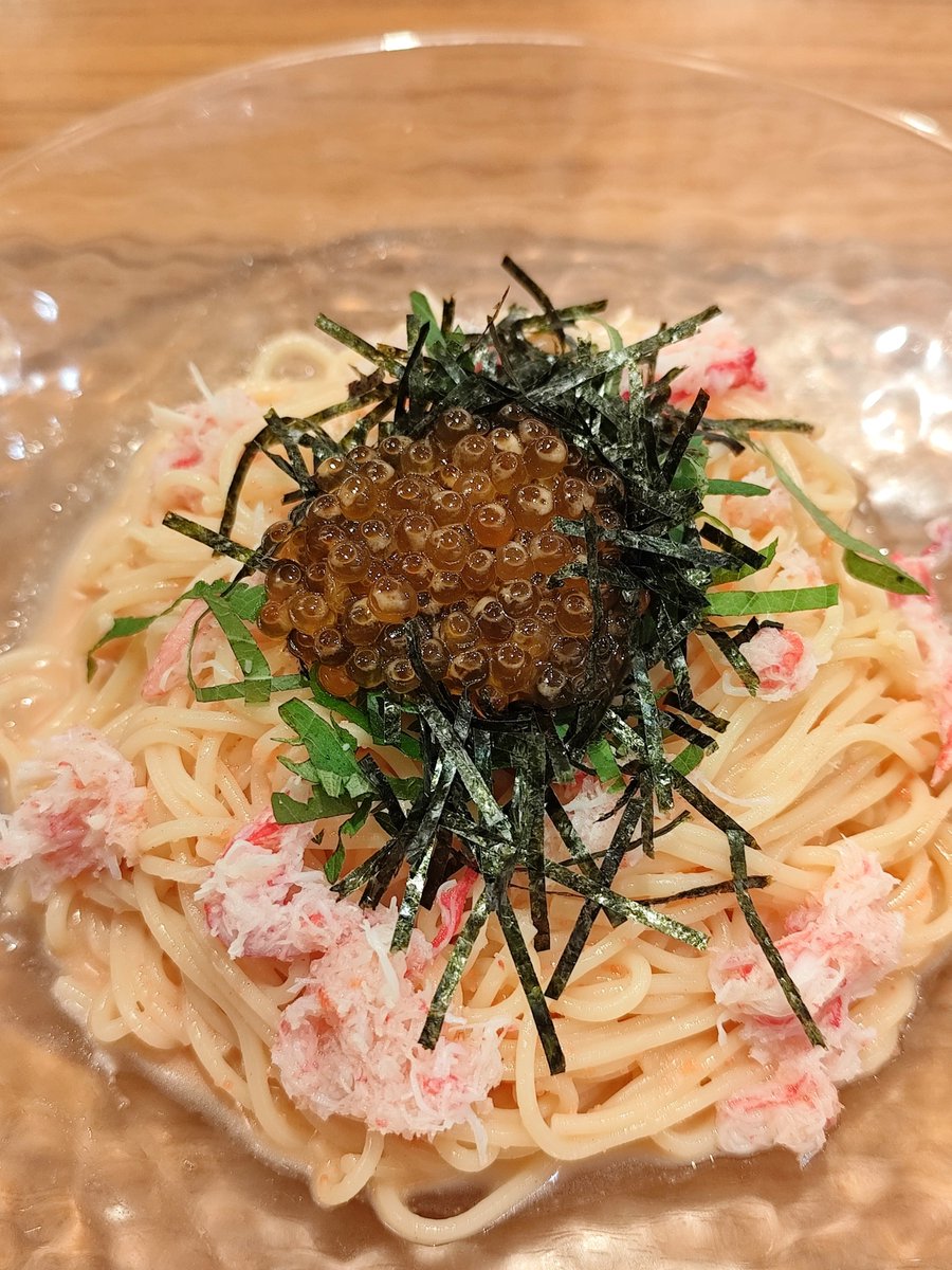 Rnyrg's tweet photo. 冷静パスタなんてオシャンティーなものを食べてしまった。 https://t.co/UTaMXmkAPZ
